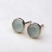 FOR SALE Blue Aquamarine Stones Studs in Recycled 14k yellow Gold Earrings