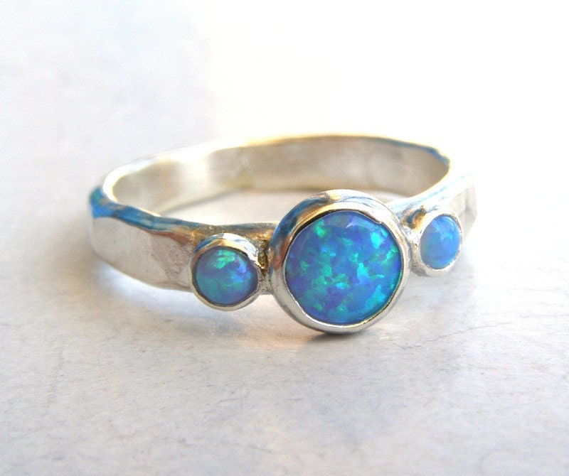 Engagement Ring -opal ring silver ring - Recycled silver sterling ring Made to order