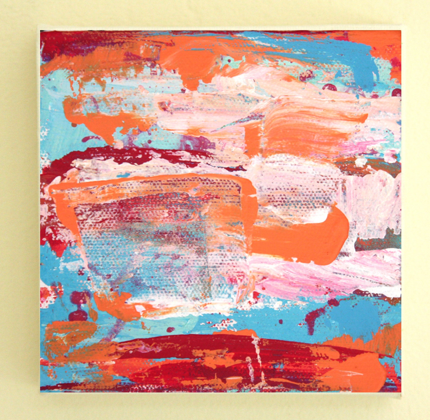 Original Abstract  Painting  on a Mini Canvas. 5 x5 "
