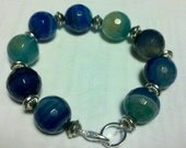 A Promise of Dragons - Blue Striped Faceted Agate Bracelet