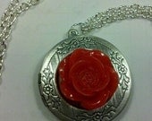 Alistair's Rose Locket Pendant in Antiqued Silver