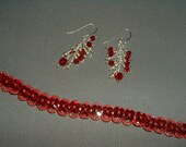 Red crystal Bracelet and earrings