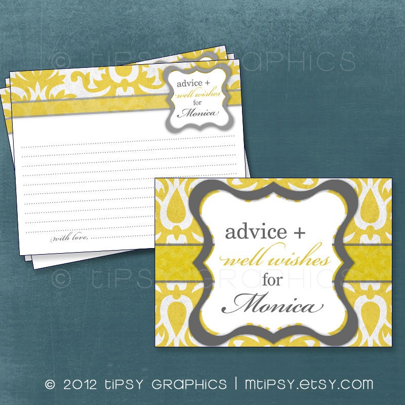 Big Damask Vintage Advice & Well Wish Cards for Graduate / MOM / BRIDE to Be. by Tipsy Graphics. Printable Cards Any Colors Il_170x135