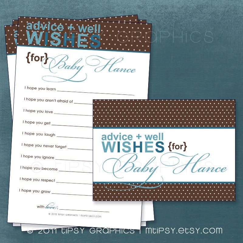 Blue Aqua Teal & Brown Polka Dots. Sweet Well Wishes for the NEW BABY. By Tipsy Graphics. Printable Cards Il_170x135