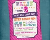 Step Right Up. Colorful Circus Ticket Birthday, Shower or Party Invite by Tipsy Graphics. Any colors and text. Il_170x135