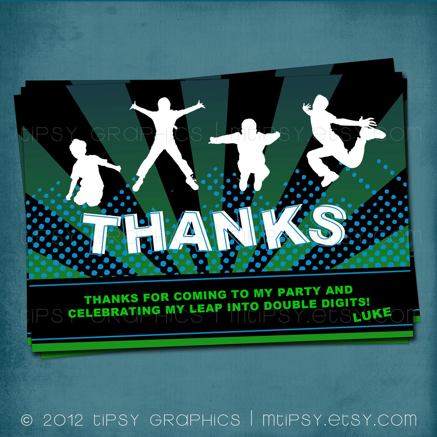 Thank You Note. JUMP Trampoline or Bounce House Birthday Party Thank You by Tipsy Graphics. Il_170x135