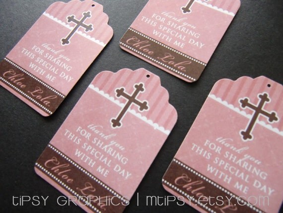 Sweet Baptismal Favor Tag. Thanks for Sharing This Special Day. Printable file. ANY COLORS by Tipsy Graphics Il_570xn