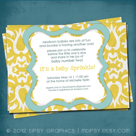 Big Damask Vintage Style Baby / Bridal Shower Invitation. Any colors and text by Tipsy Graphics Il_570xn