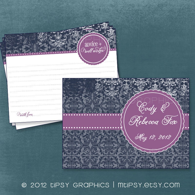 Damask Scallop Advice & Well Wish Cards for Graduation / Mom / Bride. Printable Cards by Tipsy Graphics. Any Colors Il_570xn