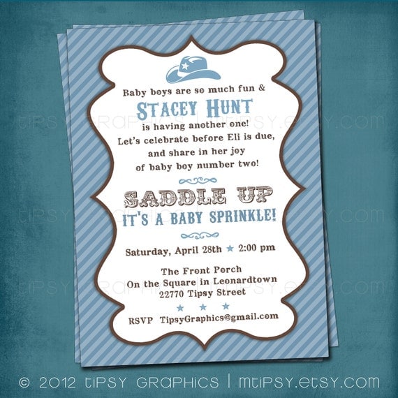 Saddle Up. Little Cowboy Vintage Party. Shower. Sprinkle Invite by Tipsy Graphics. Any colors Il_570xn