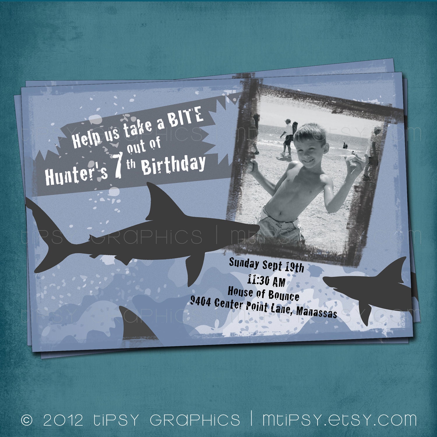 Take a bite SHARK Birthday Printable Party Invite by Tipsy Graphics Il_570xn