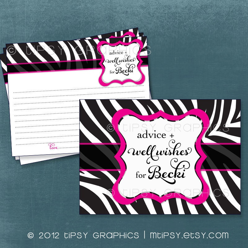 Zebra Advice & Well Wish Cards for Graduate / Mom / Bride to Be. by Tipsy Graphics. Printable Cards, Any Colors Il_570xn