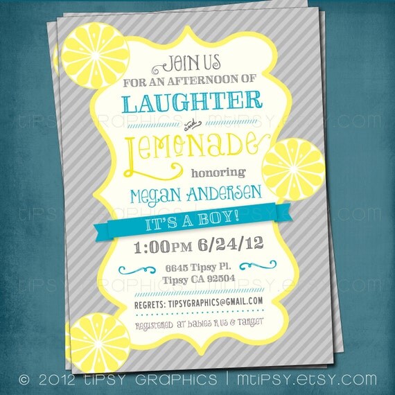 Lemonade and Laughter Baby or Bridal Shower Invite. By Tipsy Graphics Il_570xn