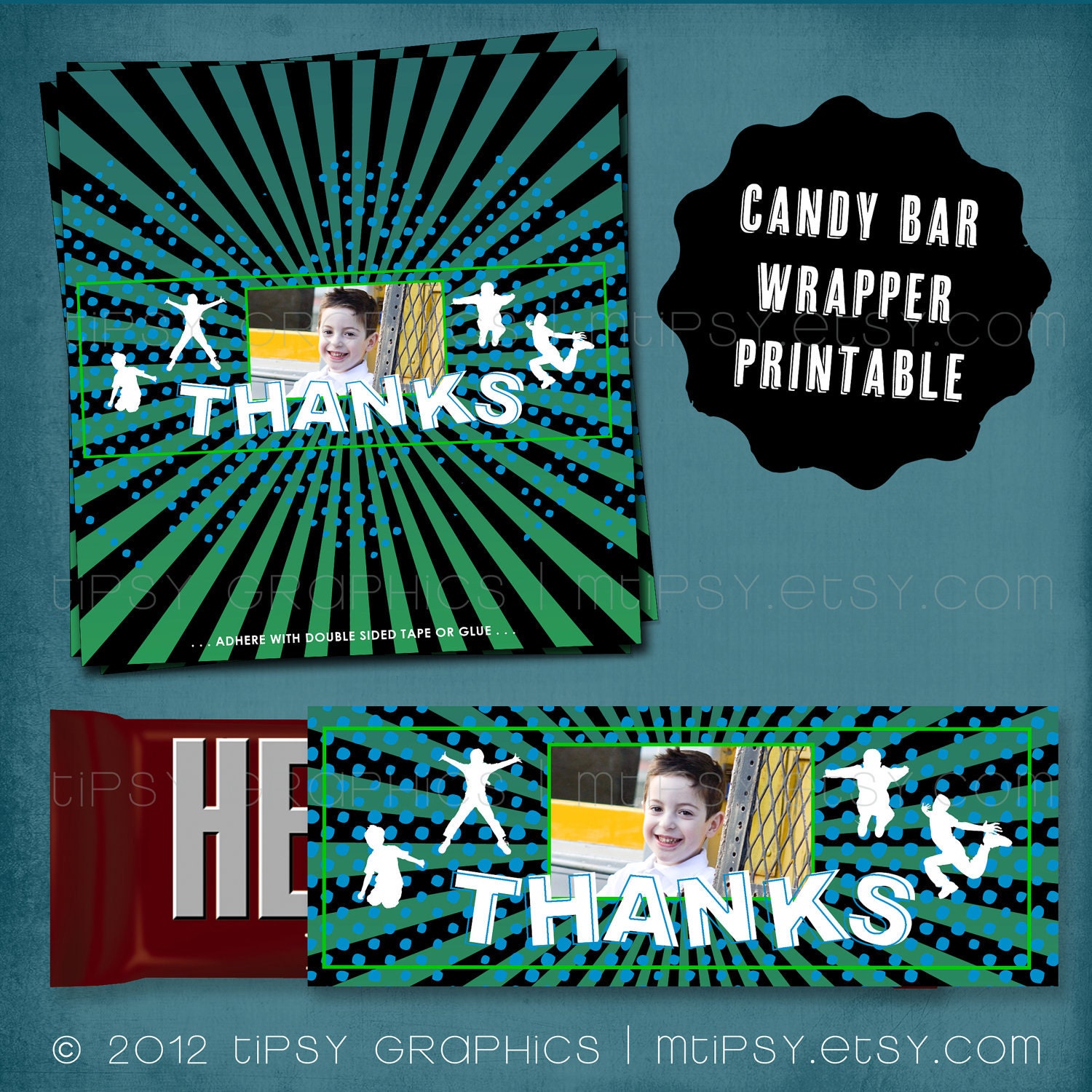 JUMP Trampoline or Bounce House Candy Bar Wrapper by Tipsy Graphics. Printable File. Party Favor Il_570xn