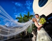 Wedding Veil  - Handmade  2-Tier Cut Edge Cathedral back, Elbow Front with Rosettes and Swarowski Crystals - made to order
