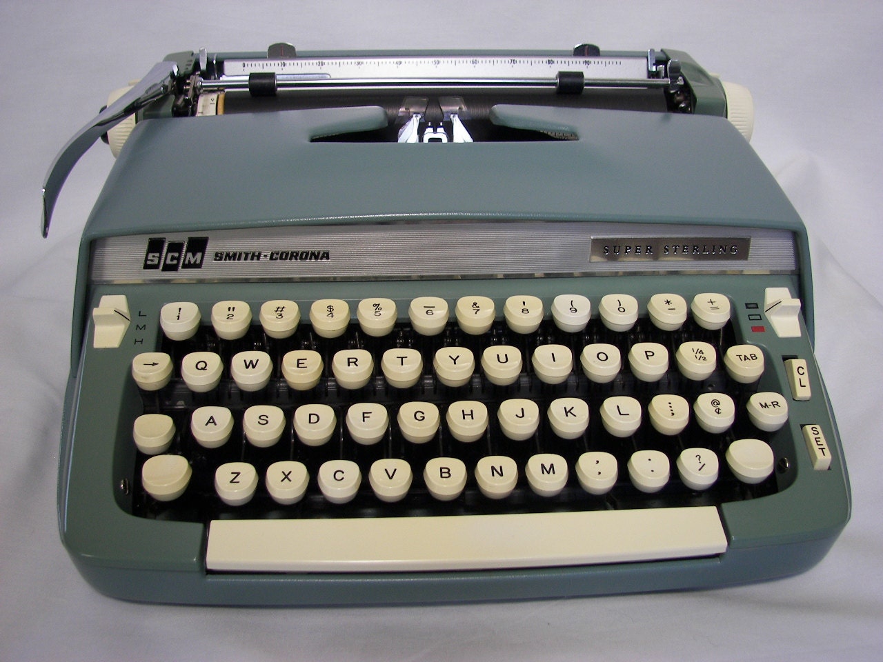 Smith-Corona Super Sterling Typewriter 1960s Turquoise Vintage