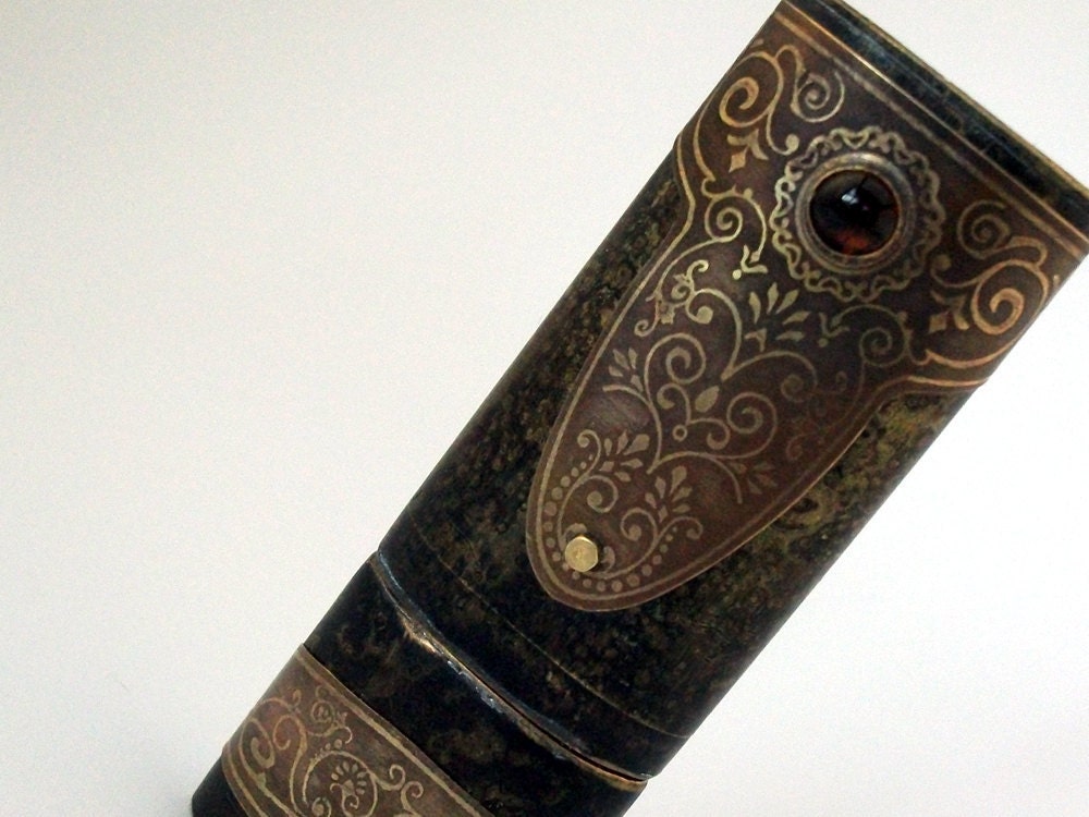 Victorian steampunk USB drive with amber cabochon
