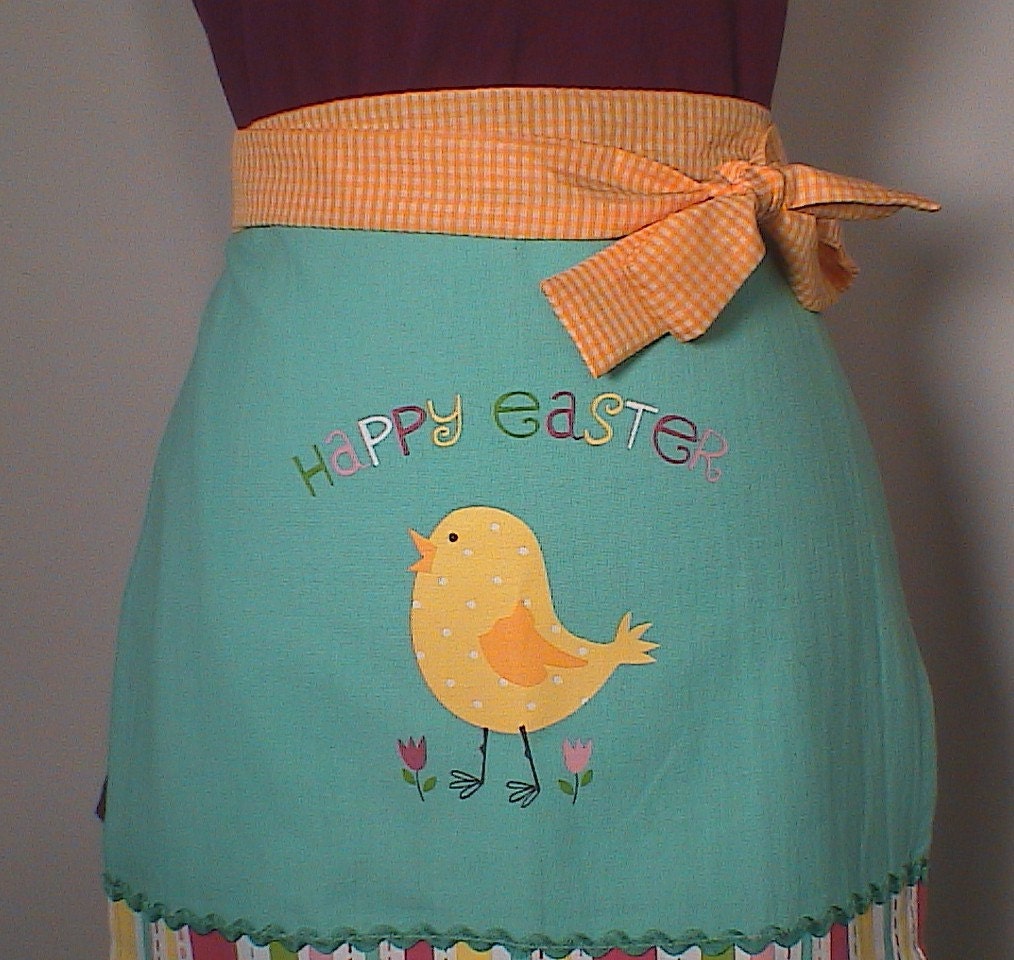 Apron- Happy Easter Dishtowel Apron ladies girls half apron