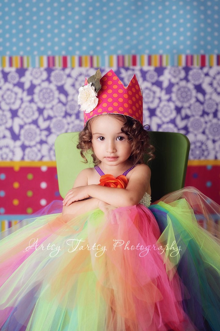 Rainbow Tutu Dress for pageants weddings birthdays or dress up 12m 18m 2t 3t 4t