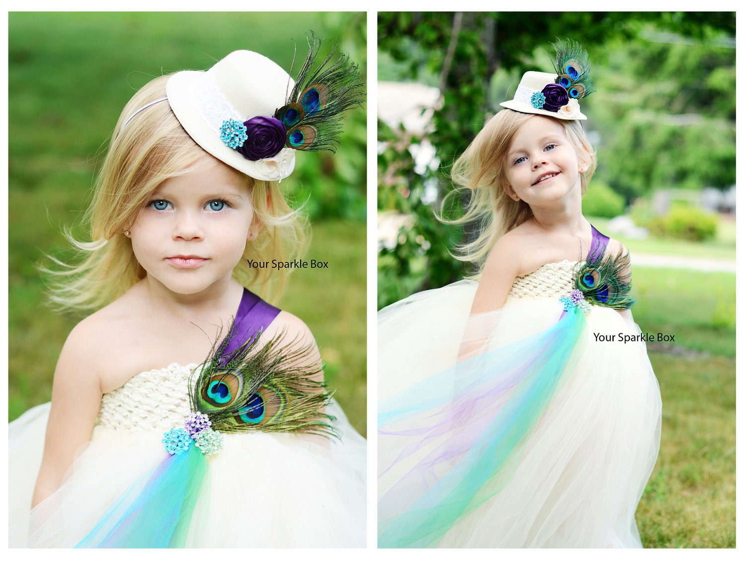 Ivory Peacock Mini top hat