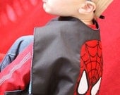 Superhero reversible childrens cape with mask Superman Spiderman or Batman Spiderman