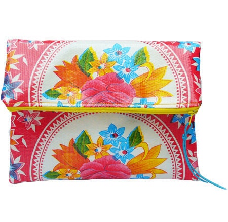 Sophia Fold Over Clutch in Bright Floral Print