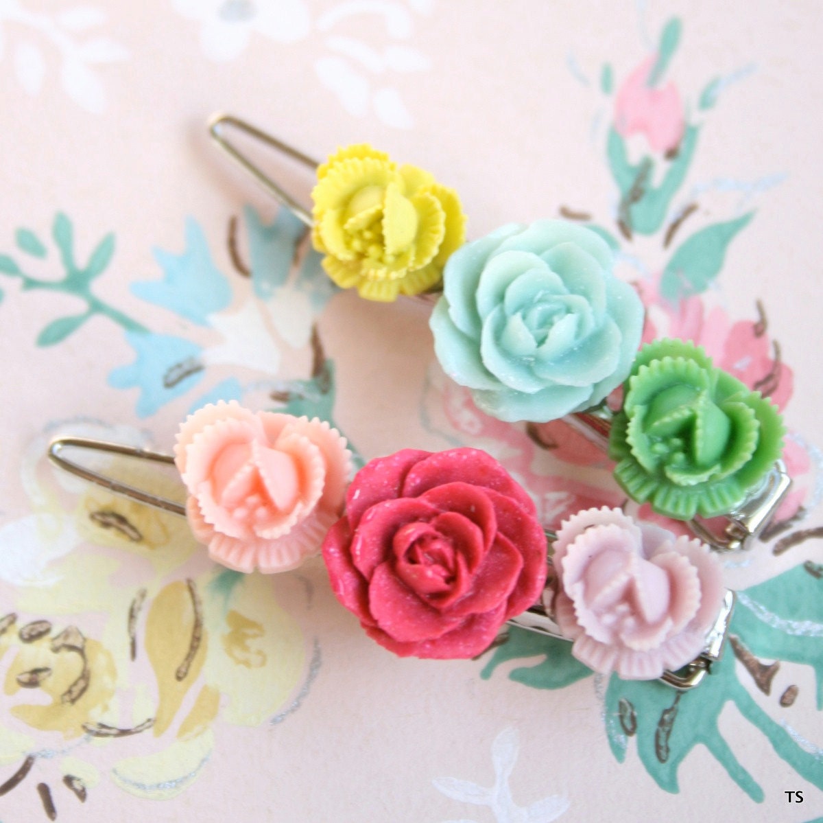 Rosy Spring Barrettes