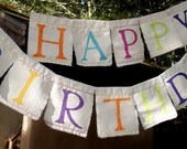 Fabric Birthday Banner multi colored Happy Birthday Il_170x135