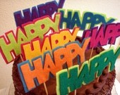Cake Topper "Happy" Whimsical Custom Colors Il_170x135