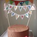 Cake Bunting Happy Birthday custom colored hand painted fabric flags cake topper