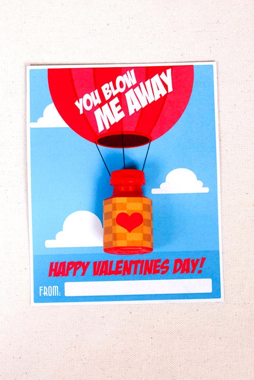 Hot Air Bubble Valentines Card DIY Printable Download