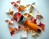 Mini Origami Butterflies in Shades of Tangerine