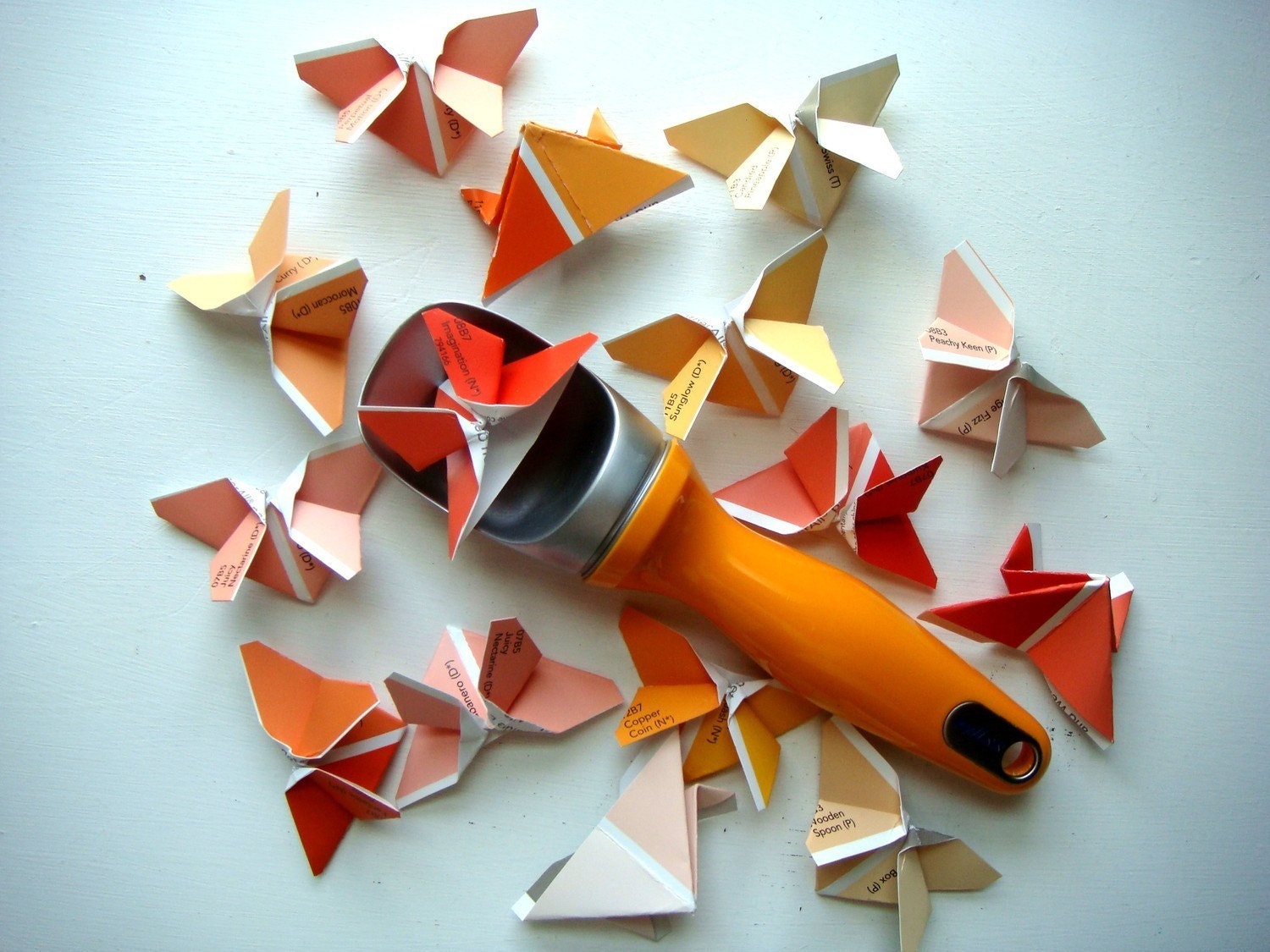 Mini Origami Butterflies in Shades of Tangerine