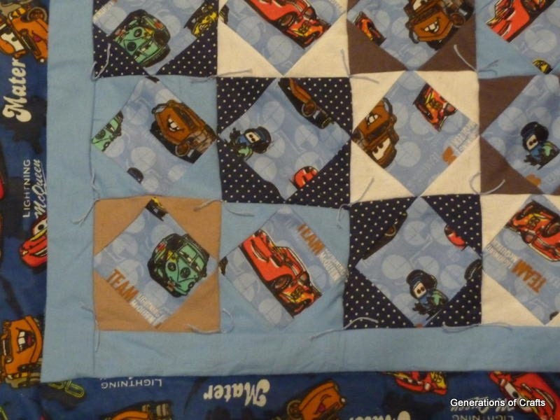 Quilt - Flannel Baby Quilts / Lap Blanket- Cars Disney - Lightning McQueen - Hand Made
