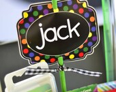 Crayon Party PRINTABLE DIY BIrthday Name Tag from Love The Day