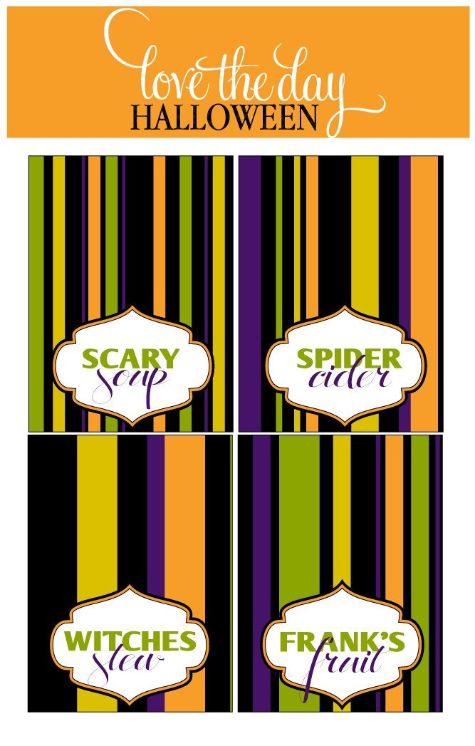 PRINTABLE NAME/food LABELS - Halloween Holiday Party Collection from Love The Day Il_570xn