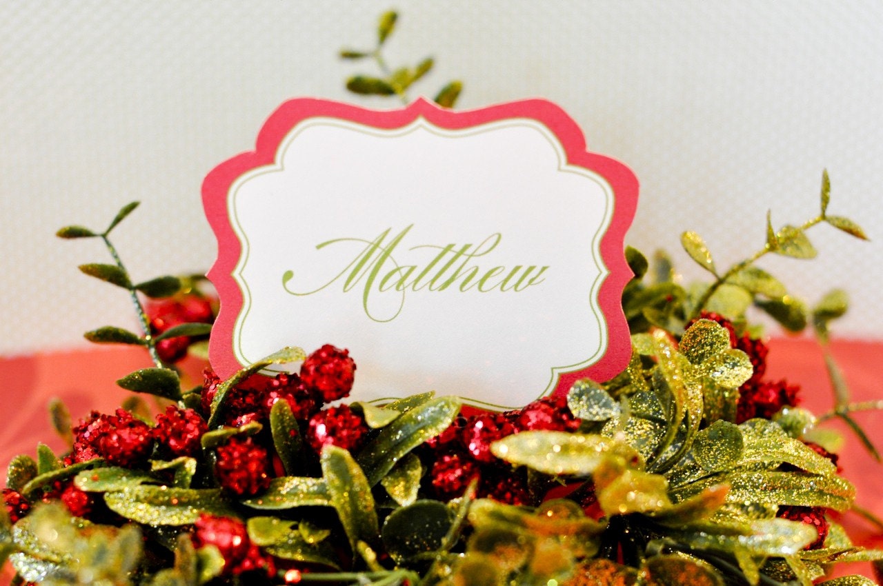 Christmas Name Tags - A Red and Green Traditional Christmas PRINTABLE Party Collection by Love The Day Il_570xn