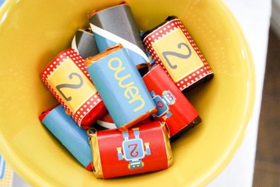 Robot Birthday Party PRINTABLE Candy Bar Wrapper by Love The Day Il_570xn