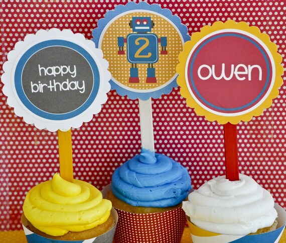 Robot Birthday PRINTABLE Party Circles by Love The Day Il_570xn