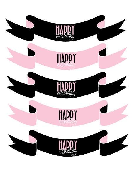 PRINTABLE PARTY BANNERS - Modern Pink & Black Birthday Party by Love The Day Il_570xn