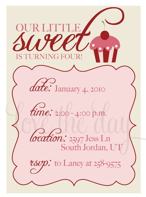 So Sweet Cupcake Birthday Party PRINTABLE DIY Invitation from Love The Day Il_570xn