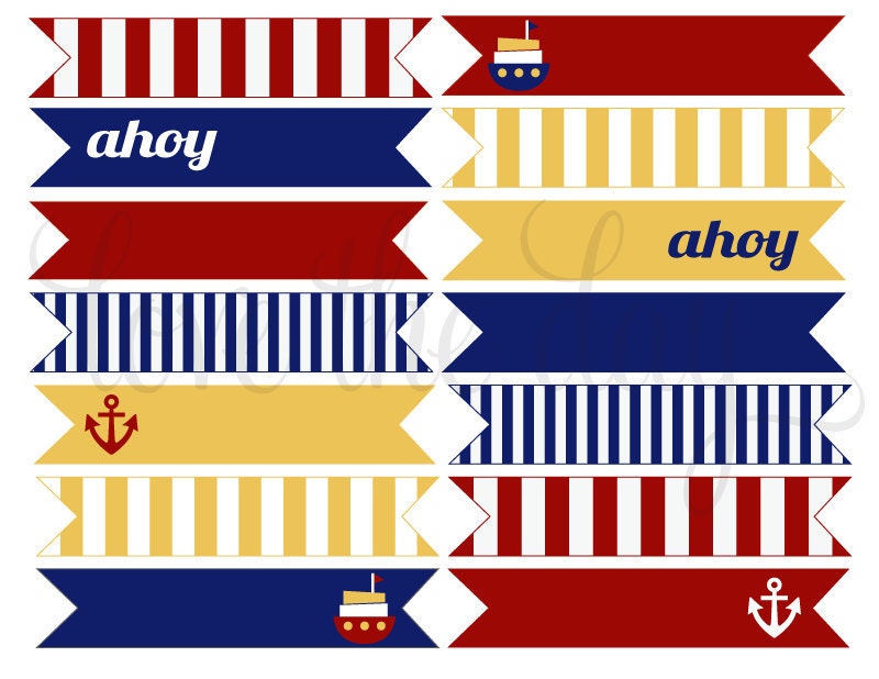 PRINTABLE PARTY FLAGS - Nautical Birthday Party Collection by Love The Day Il_570xn