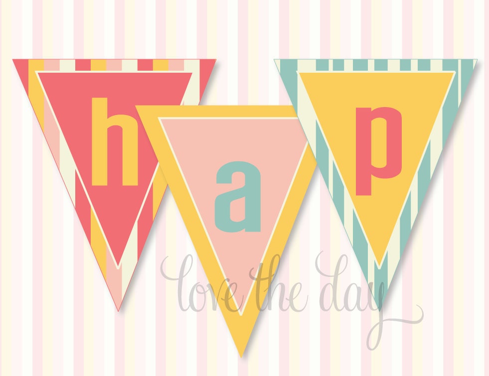 Pinwheel Party PRINTABLE Happy Birthday Banner (INSTANT DOWNLOAD) from Love The Day Il_570xn