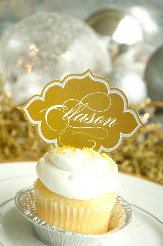 Gold PRINTABLE Custom Name or Food Tags from Love The Day Il_570xn
