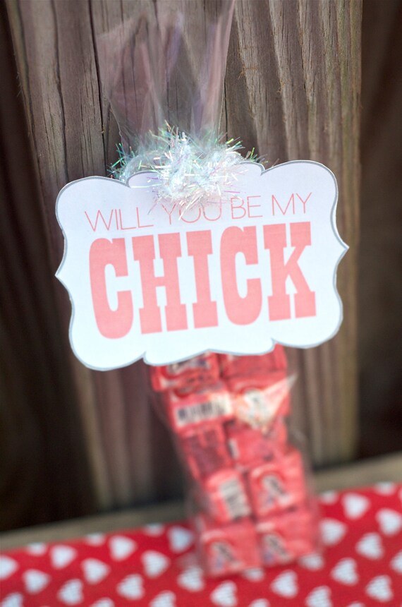 Will You Be My Chick PRINTABLE Party DIY Valentine Tag by Love The Day Il_570xn