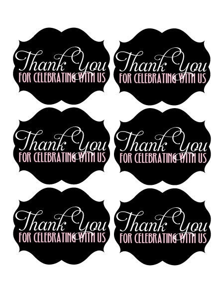 PRINTABLE FAVOR TAG - Modern Pink & Black Birthday Party Collection by Love The Day