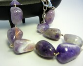 Beaded Necklace , Amethyst Necklace, Statement Necklace, Bold Necklace