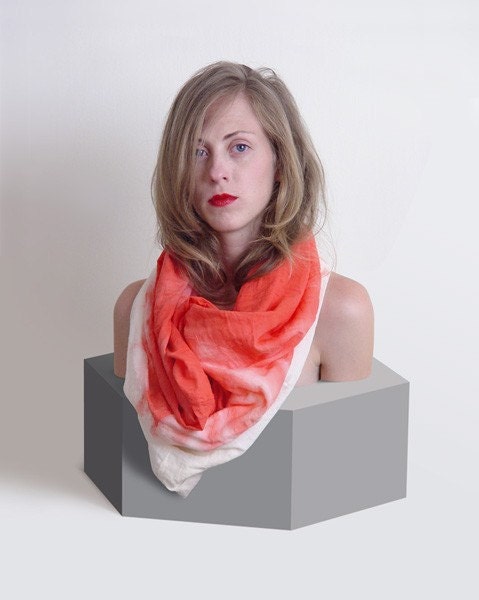 hand painted scarf blood red