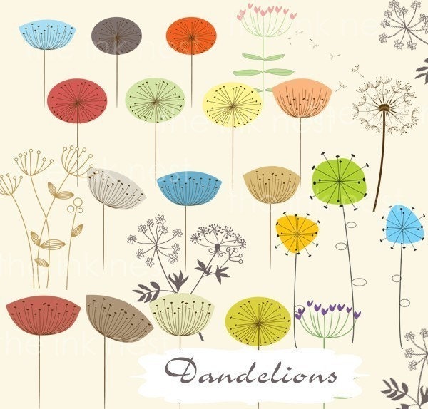 CLIP ART - Dandelions - for commercial and personal use
