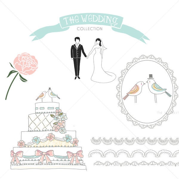 CLIP ART and Photoshop brushes - The Wedding Collection Part 1 - for commercial and personal use
